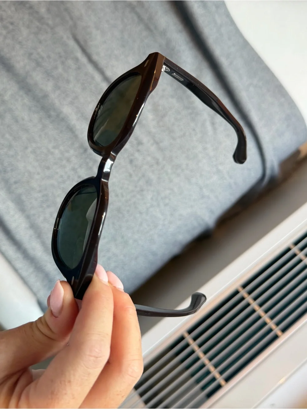 Oliver Peoples Dark Brown Frame Sunglasses with Green Lenses
